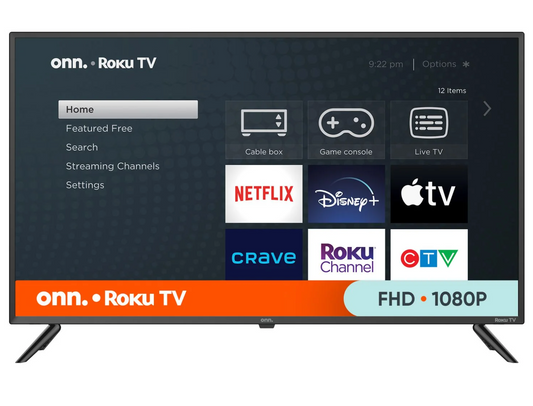 onn. 40" 1080p FHD Smart TV (100058007-CA), 3 HDMI, 1 USB, 60 Hz